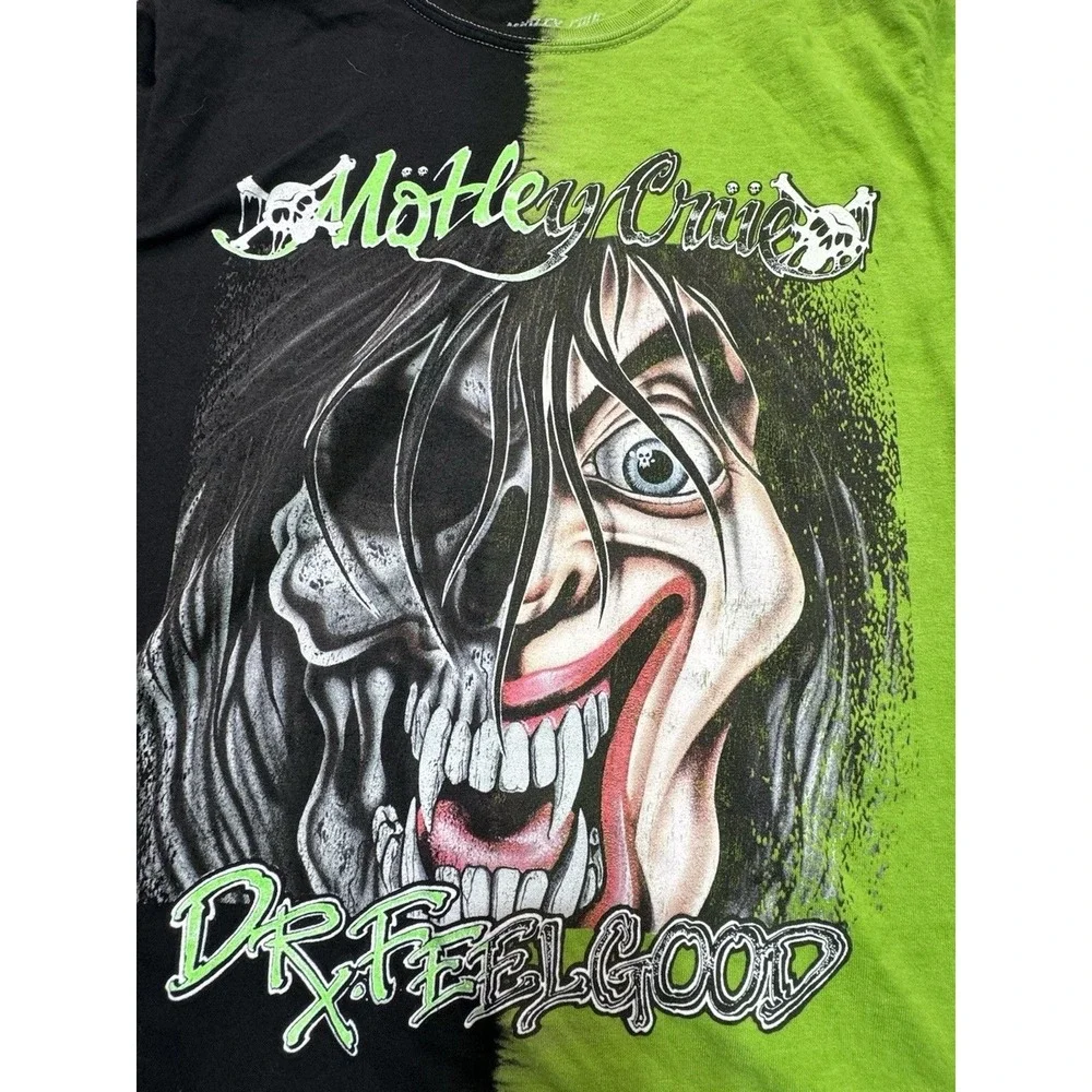 Motley Crue T-Shirt Mens Med. Dr Feelgood Split Dye Graphic Print Skater Grunge‎